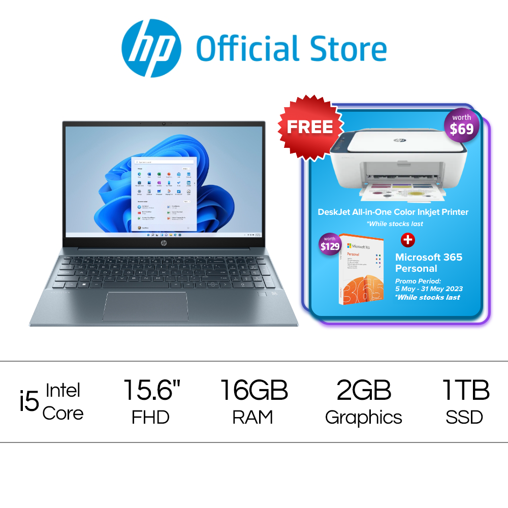 Pavilion Laptop 15-eg2068TX - 12th Gen Intel Core i5 - 16 GB RAM - 1TB SSD - 15.6 - FHD - Windows 11 - NVIDIA® GeForce® MX550 - McAfee LiveSafe - 1 Year Onsite Limited Warranty