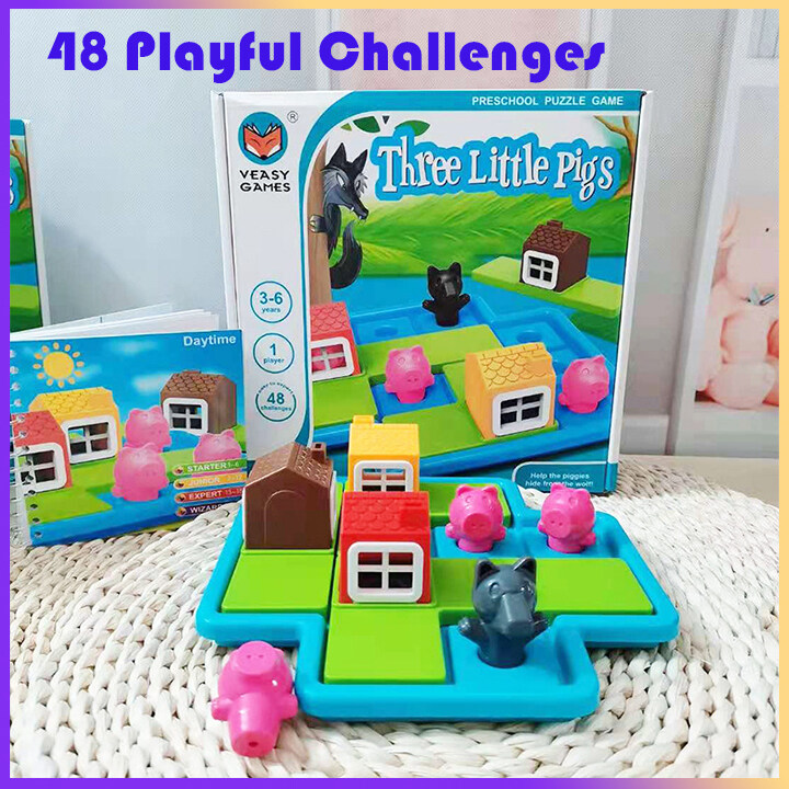 Three Little Piggies 48 Challenges - Fun Puzzle Board Game | Cognitive Skill-Building Toys for Kids 3-6 Years Old | Children Birthday Gift for Boys Girls | Smart IQ Training